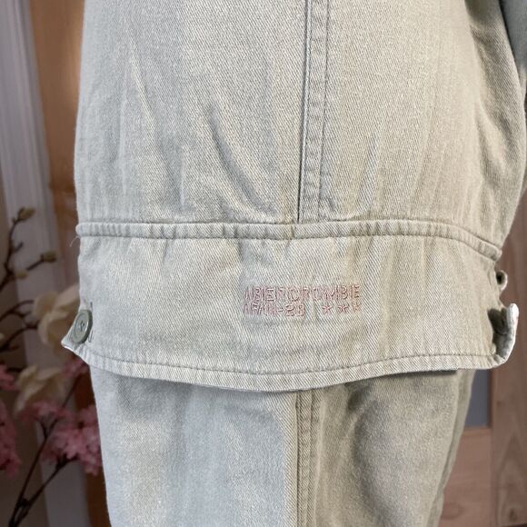 Abercrombie and Fitch Pants Womens Large Green Wide Cargo Leg Coastal Floral - Picture 8 of 15